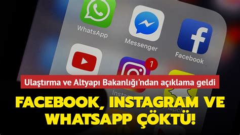 Ulaştırma ve Altyapı Bakanlığı açıklama yaptı Facebook ve Instagrama ne oldu?